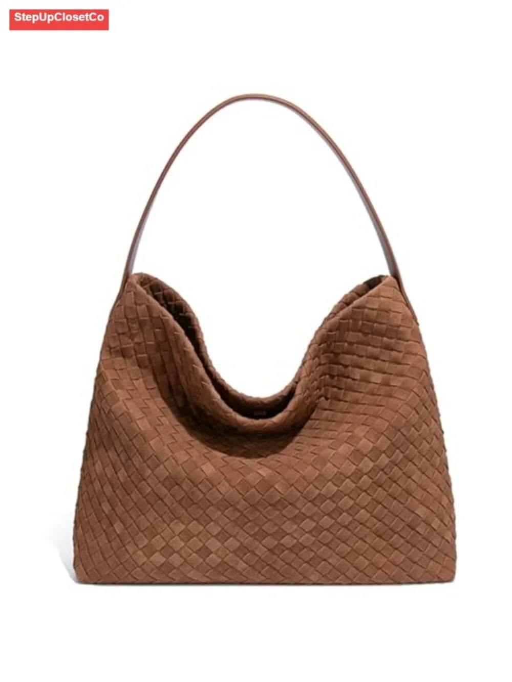 Woven Suede Hobo Bag Women Slouchy Shoulder Tote Purse with Detachable